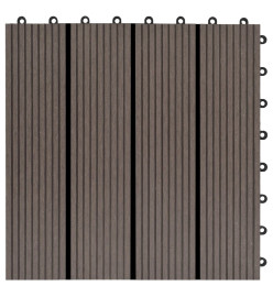 Carreaux de terrasse 22 pcs 30 x 30 cm 2 m² WPC Marron foncé