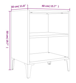 Tables de chevet pieds en métal 2 pcs Gris béton 40x30x50 cm