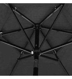 Parasol à 3 niveaux avec mât en aluminium Anthracite 2,5 m