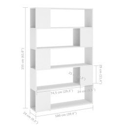 Bibliothèque Séparateur de pièce Blanc 100x24x155 cm Aggloméré