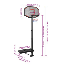 Support de basket-ball Noir 258-363 cm Polyéthylène