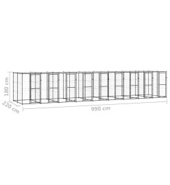 Chenil extérieur Acier avec toit 21,78 m²