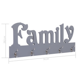 Porte-manteau mural FAMILY Gris 74x29,5 cm