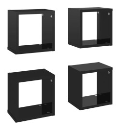 Étagères cube murales 4 pcs Noir brillant 22x15x22 cm