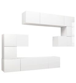 Ensemble de meuble TV 8 pcs Blanc brillant Aggloméré