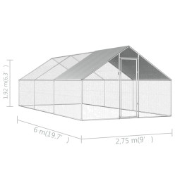 Poulailler d'extérieur 2,75 x 6 x 1,92 m Acier galvanisé