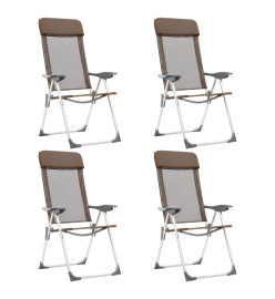 Chaises de camping pliables 4 pcs Marron Aluminium