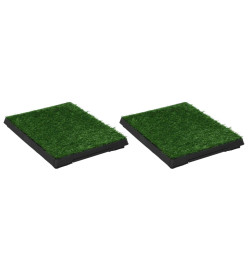 Tapis pour animaux 2 pcs avec plateau et gazon artificiel Vert