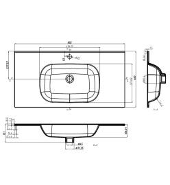 Lavabo encastré 900x460x105 mm SMC Blanc