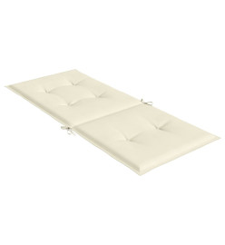 Coussins de chaise de jardin dossier haut lot de 4 crème tissu