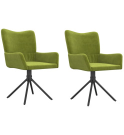 Chaises pivotantes à manger lot de 2 Vert clair Velours