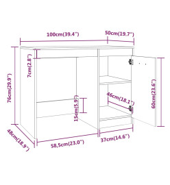 Bureau Sonoma gris 100x50x76 cm Bois d'ingénierie