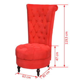 Chaise de canapé avec dossier haut Rouge Tissu