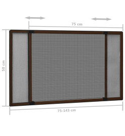 Moustiquaire extensible pour fenêtres Marron (75-143)x50 cm