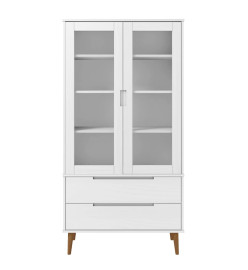 Armoire à vitrine MOLDE Blanc 90x35x175 cm Bois de pin massif