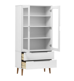 Armoire à vitrine MOLDE Blanc 90x35x175 cm Bois de pin massif