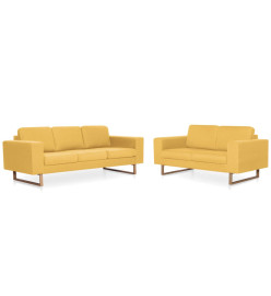 Ensemble de canapé 2 pcs Tissu Jaune