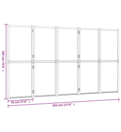 Cloison de séparation 5 panneaux Blanc crème 350x180 cm