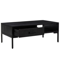 Table basse Noir 90x50x35 cm Bois de pin massif