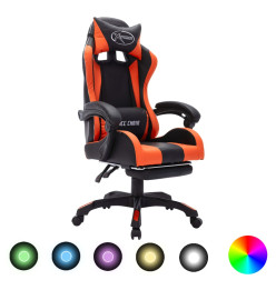 Fauteuil de jeux vidéo avec LED RVB Orange et noir Similicuir