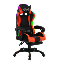 Fauteuil de jeux vidéo avec LED RVB Orange et noir Similicuir