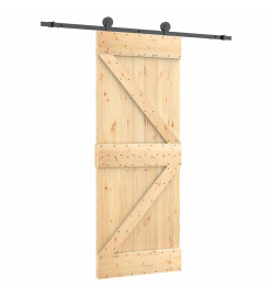 Porte coulissante et kit de quincaillerie 85x210 cm pin massif