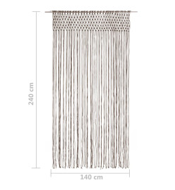 Rideau en macramé Taupe 140x240 cm Coton