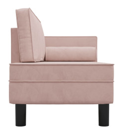 Chaise longue avec coussins et traversin rose velours