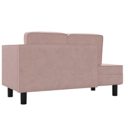 Chaise longue avec coussins et traversin rose velours