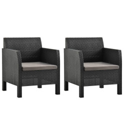 Chaises de jardin avec coussins 2 pcs PP Rotin Anthracite