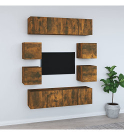 Ensemble de meubles TV 8 pcs Chêne fumé Bois d'ingénierie