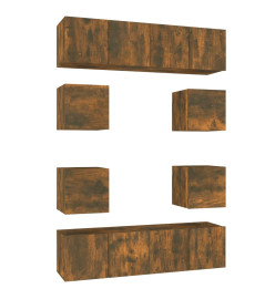 Ensemble de meubles TV 8 pcs Chêne fumé Bois d'ingénierie