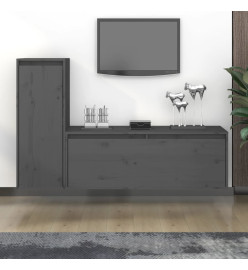 Meubles TV 2 pcs Gris Bois massif de pin