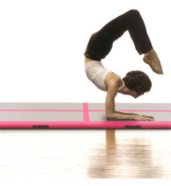 Tapis gonflable de gymnastique avec pompe 300x100x10cm PVC Rose