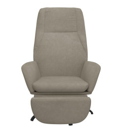 Chaise de relaxation avec repose-pied Gris clair Velours