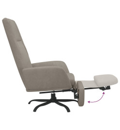 Chaise de relaxation avec repose-pied Gris clair Velours