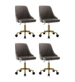 Chaises pivotantes à manger lot de 4 gris foncé velours