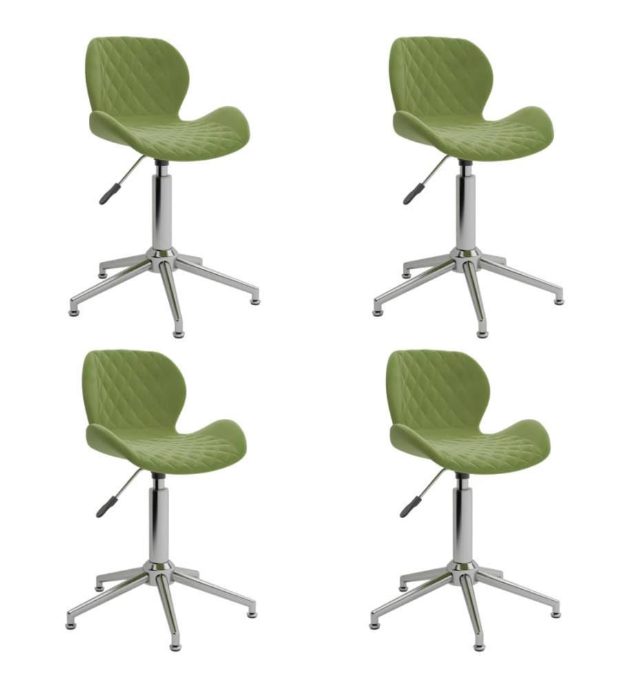 Chaises pivotantes à manger lot de 4 vert clair velours