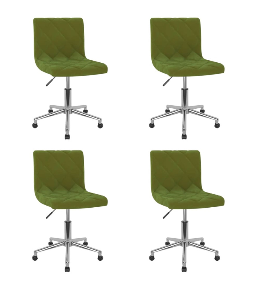 Chaises pivotantes à manger lot de 4 vert clair velours