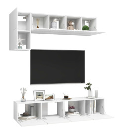 Ensemble de meuble TV 5 pcs Blanc Aggloméré