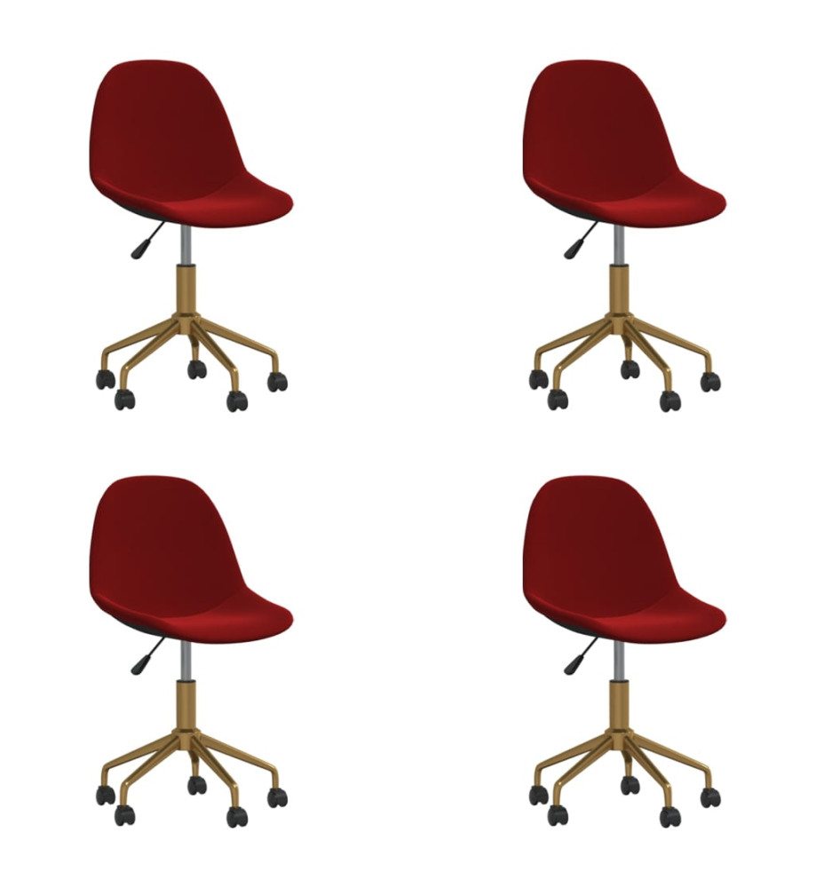 Chaises à dîner pivotantes 4 pcs Rouge bordeaux Velours