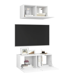 Ensemble de meuble TV 2 pcs Blanc Aggloméré