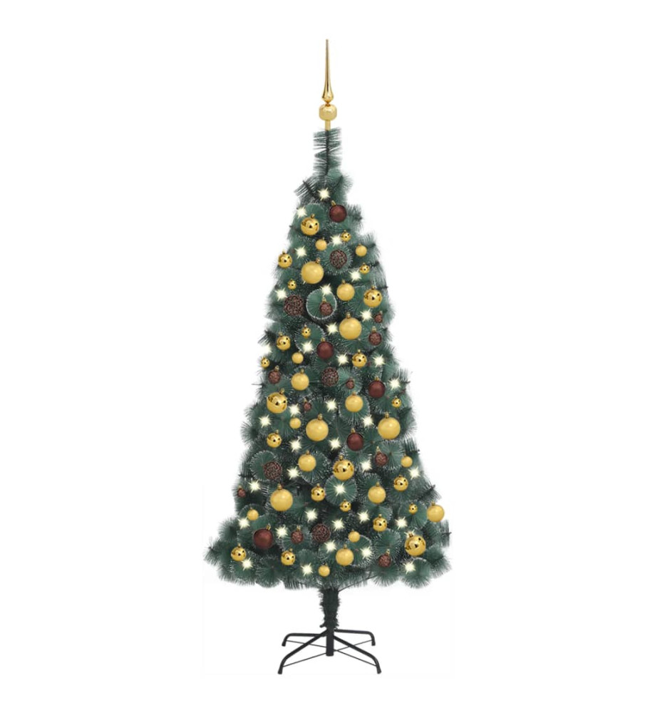 Arbre de Noël artificiel avec LED et boules Vert 120 cm PVC PE