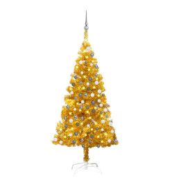 Arbre de Noël artificiel avec LED et boules Doré 150 cm PET