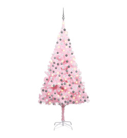 Arbre de Noël artificiel avec LED et boules Rose 240 cm PVC