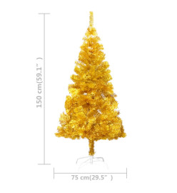 Arbre de Noël artificiel avec LED et boules Doré 150 cm PET