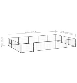 Chenil Noir 15 m² Acier