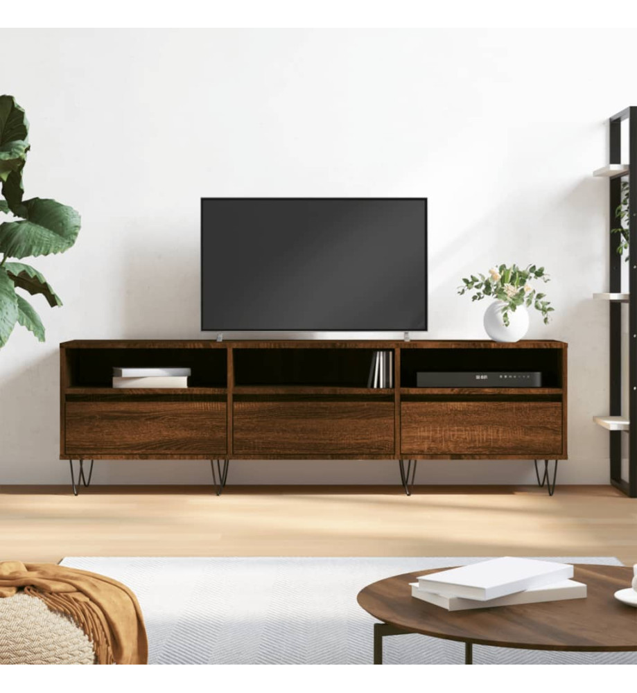 Meuble TV chêne marron 150x30x44,5 cm bois d'ingénierie