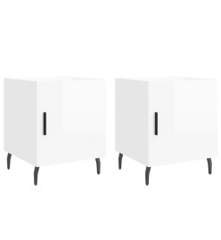 Tables de chevet 2 pcs blanc brillant 40x40x50 cm