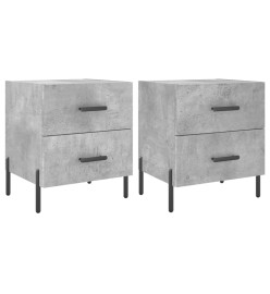 Tables de chevet 2pcs gris béton 40x35x47,5cm bois d’ingénierie